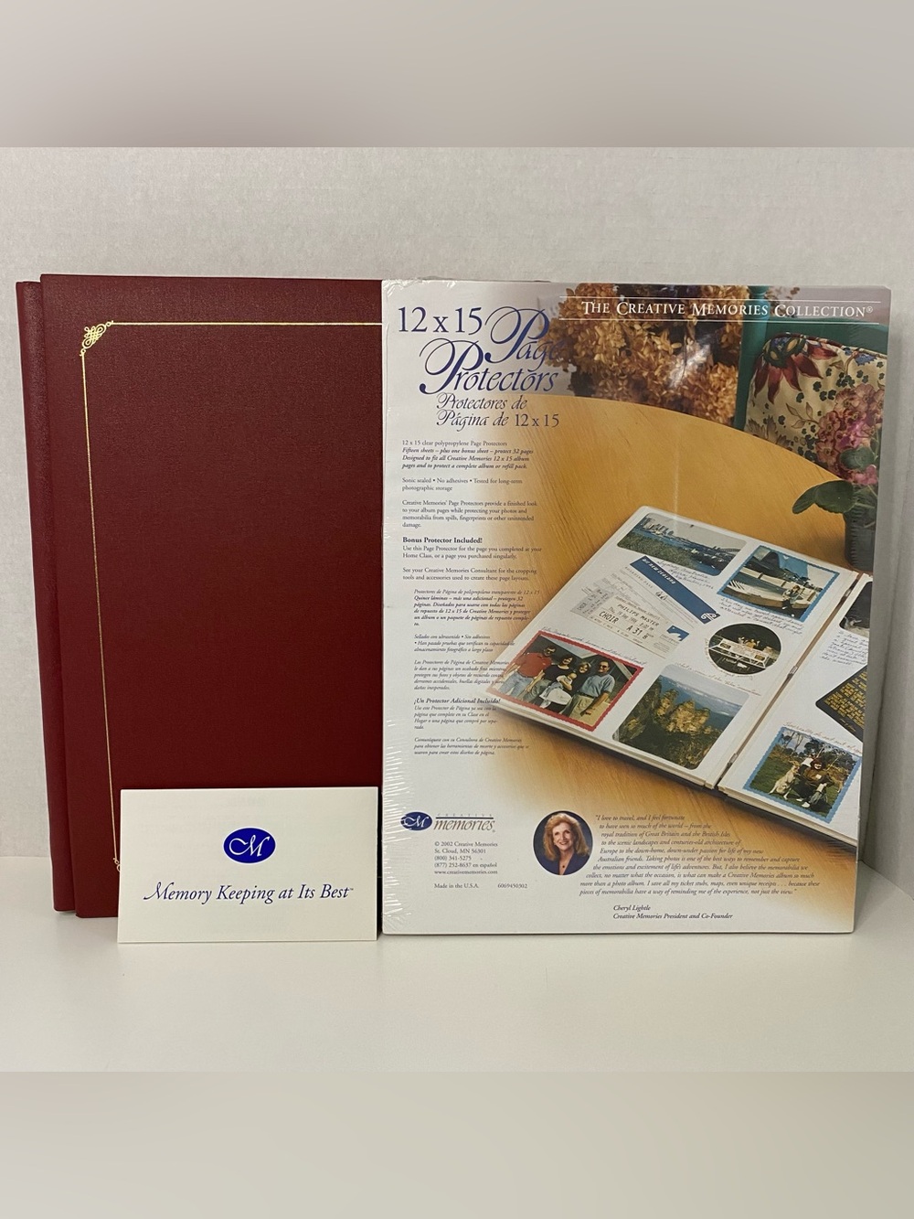 Creative Memories 12 x 15 Burgundy Album White Pages 12 x 15 Page Protectors NEW